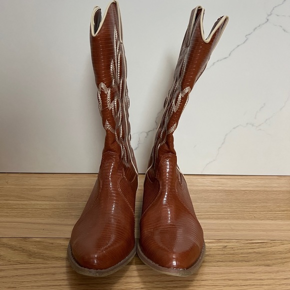 Coconuts By Matisse Womens Brown Amarillo Western Boots Cognac Snake 7.5 NEW - Picture 4 of 12